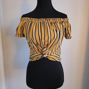Persaya Yellow and Black Striped Top